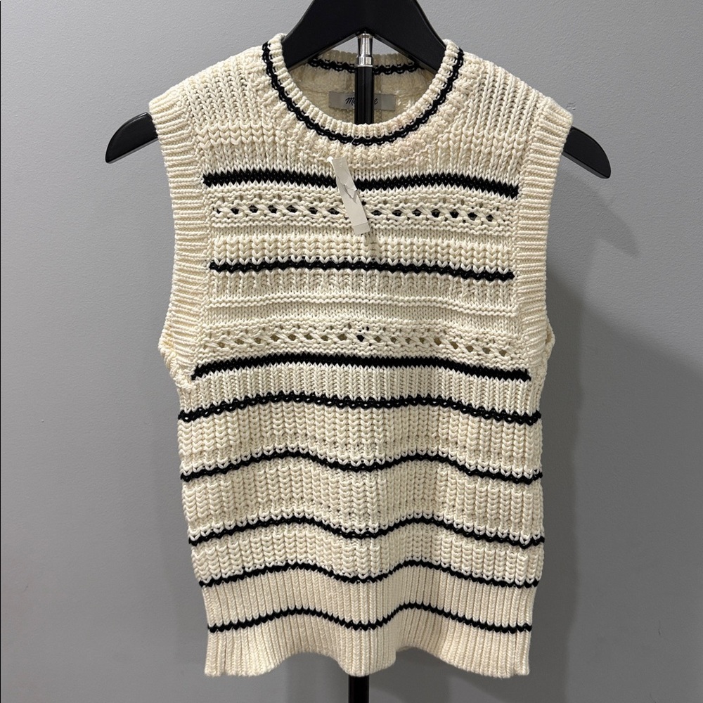 NWT Madewell Striped Sweater Vest in 100% Cotton in Size Small - Picture 8 of 9